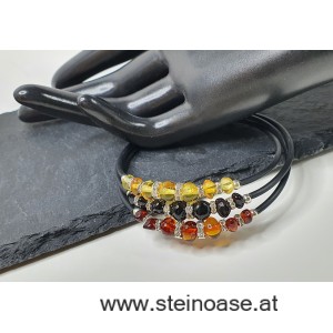 Armband Spirale Bernstein + Glitzer 3-reihig  